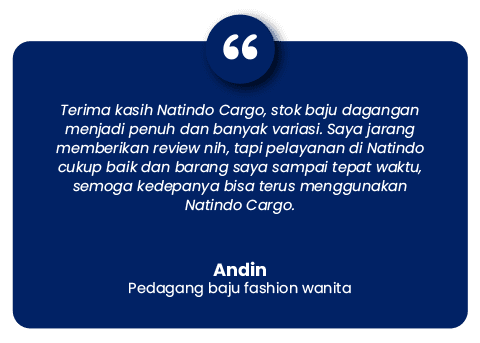 Testiominal Andin (Pedagang Baju Fashion Wanita) setelah impor barang di Natindo Cargo